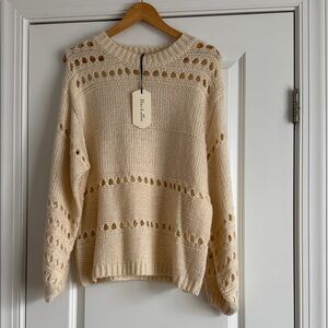 Vine & Love Cream Knit Sweater with Cutout Details